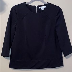 Liz Claiborne beautifully structured lined black 3 quarter sleeve dress shirt